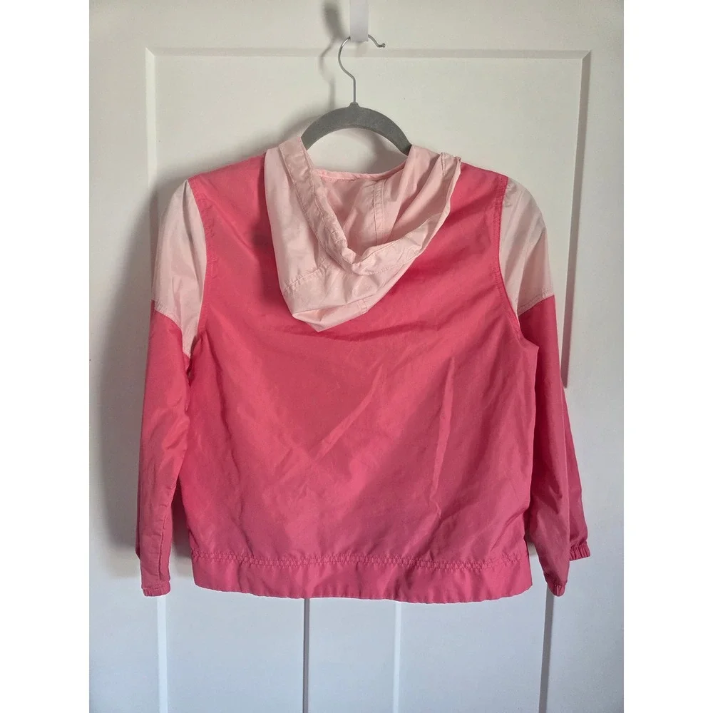 Gap Packable Anorak Pink Colorblock Quarter Zip Hooded Windbreaker Jacket Medium